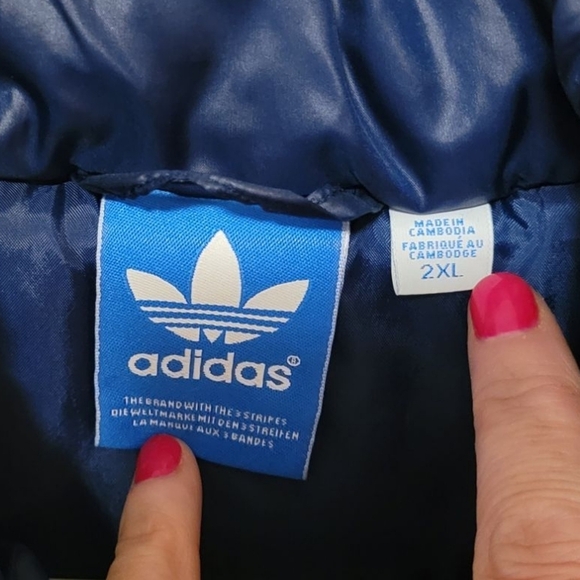 Adidas Originals Men's AC Padded Puffer Vest Big Tall Size 2XL Blue Snap Pockets - Picture 3 of 11